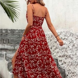 All In Favour Red White Floral Maxi Dress M